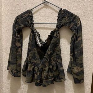 Off the shoulder camo top